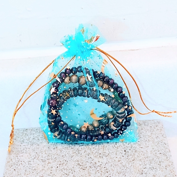 VINTAGE BRACELET SET WOOD BEAD, COCONUT SHELL BEAD AND WOOD WITH AVENTURINE - Picture 7 of 7